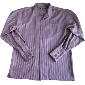 Montique Mens‎ XL Purple Striped Long Sleeve Button Up Shirt Dressy